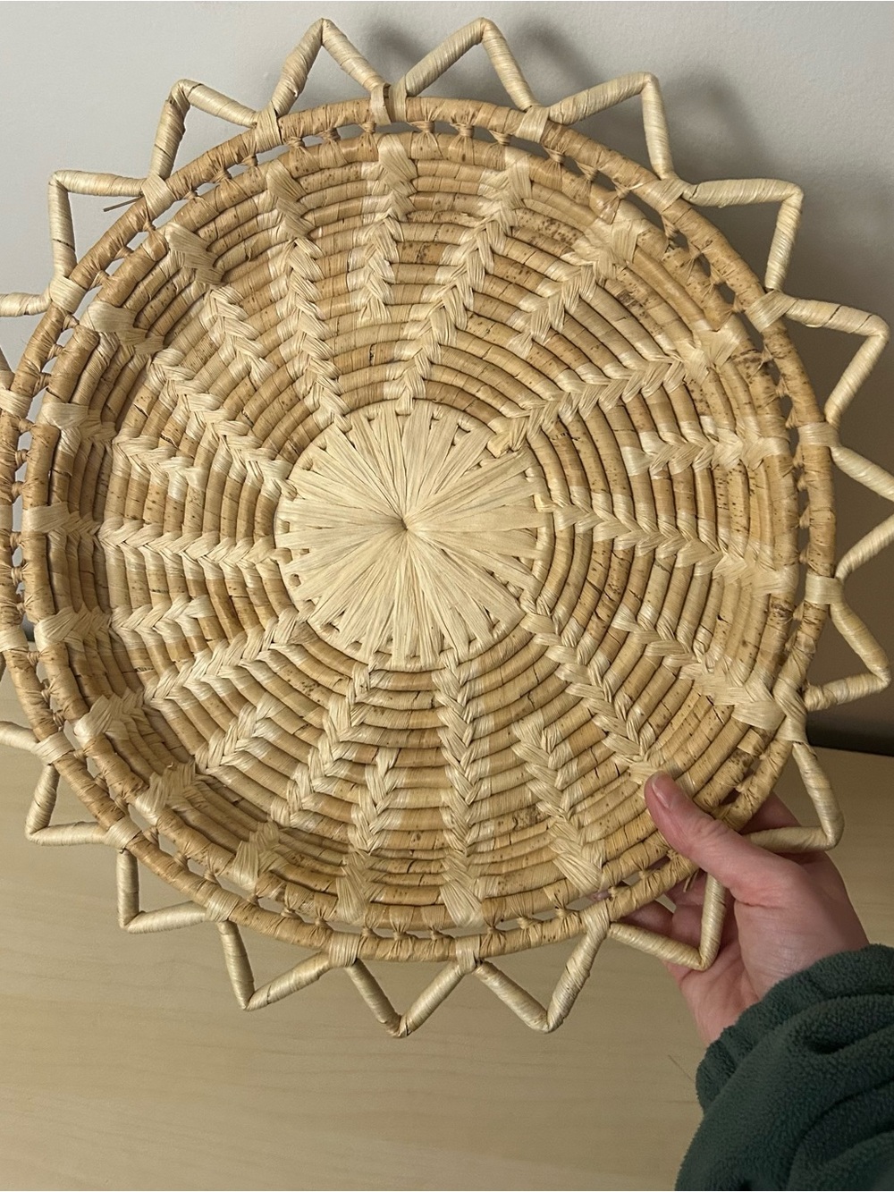 Handwoven Natural Rattan Decorative Wall Basket Decor Woven - Natural